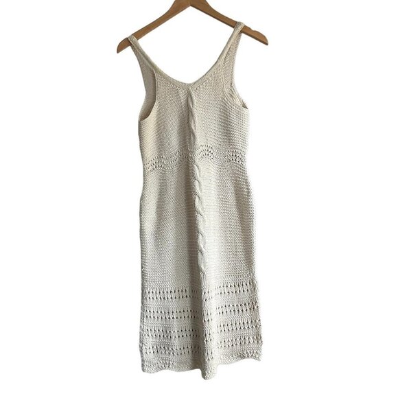 Neutral Ecru Beige Crochet Tank Dress US XS - Picture 3 of 5